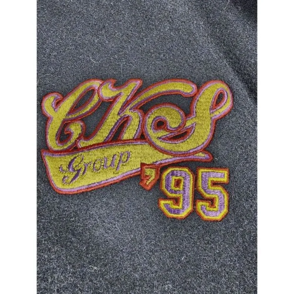 Vtg College Holloway Jacket CK& Mens XL Black Varsity Letterman‎ Wool/Leather